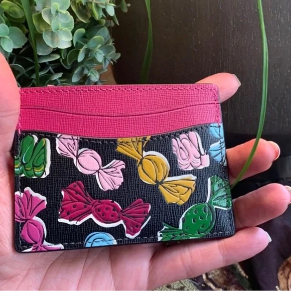Morgan Assorted Candies Embossed Small Slim Bifold Wallet  Rare Kate Spade Morgan Assorted Candies  Novelty Embossed Cardholder NWOT